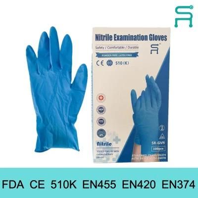 Disposable Powder Free Nitrile Examination Gloves with 510K En455