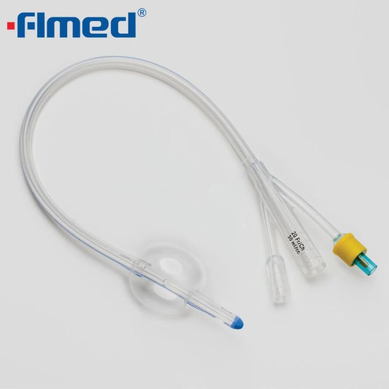 Foley Catheter Three-Way, with Plastic Valve 100% Silicone, X-ray Contrast