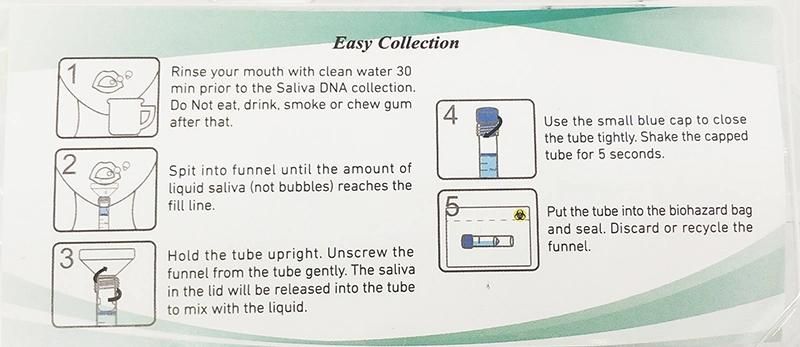 DNA Test Kit Sample Collection Kit Saliva Collection Tube DNA Rna Testing