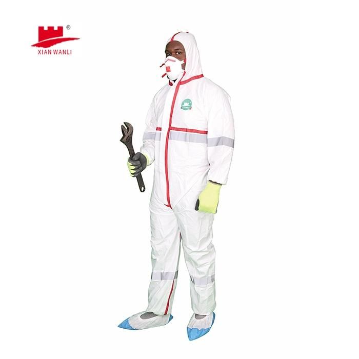 Type 456 High Quality Breathable Impermeable Disposable Asbestos Removal Suits Overalls PPE Coverall