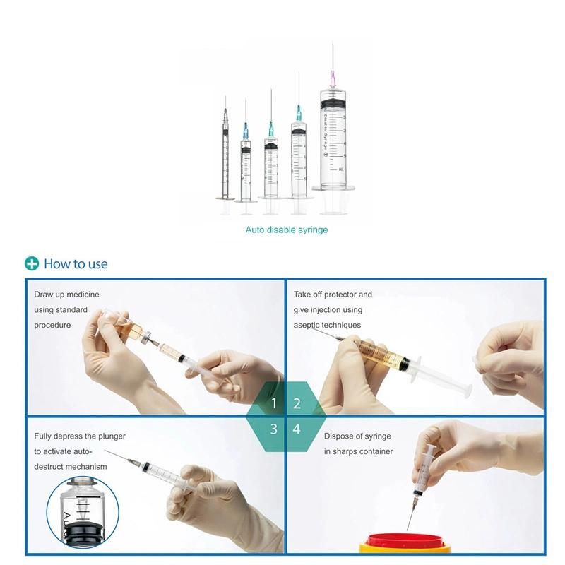 0.5ml Automatic Lock Safety Syringe Ad Auto Disable Vaccine Syringe