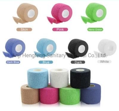 2.5cm *4.5m Elastic Cohesive Bandages Wound Dressing Sports Sprain Treatment for First Aid Kits