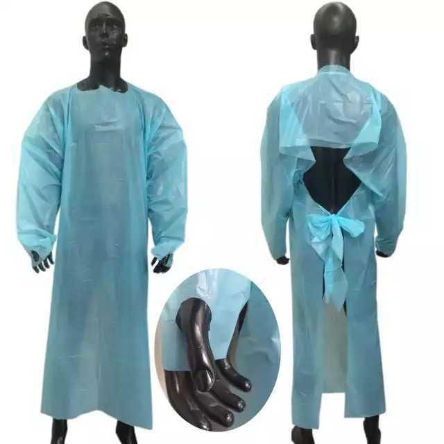 Disposable CPE Apron CPE Isolation Gown with Thumb Loop