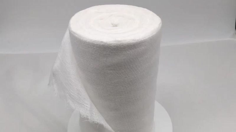 90cm X 100m Cotton Gauze Roll/100% Bleached Cotton Absorbent Jumbo Gauze Roll Manufacturer with CE