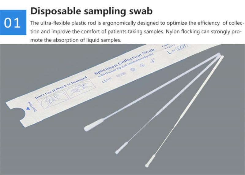 Disposable Throat Nasopharyngeal Flocked Swab 3ml Virus Preservation Fluid Simplicity Vtm Sampling Tube