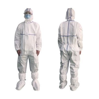 Hazmat Suit PPE PP Medical Disposable Coverall with Hood Overoles Desechables Microporous Coverall Suits Type 5/6