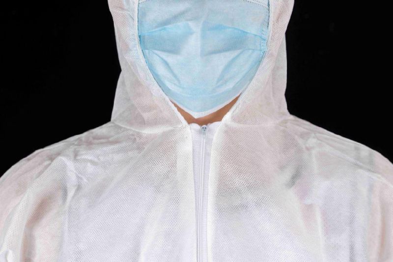 Factory Use White or Dark Blue Disposable Use Coverall with Elastic Wrist/Waist/Ankle Waterproof SMS Full-Body Gown