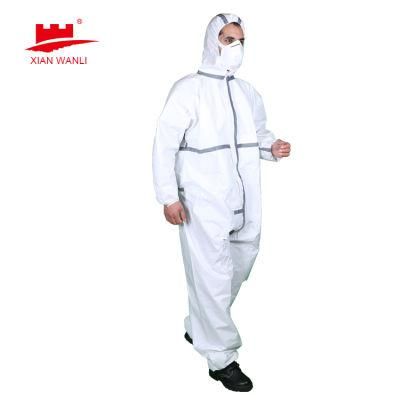 Disposable Isolation Clothing PP 30g Level 4/5 Full Sleeves Industry Coverall with Certificate