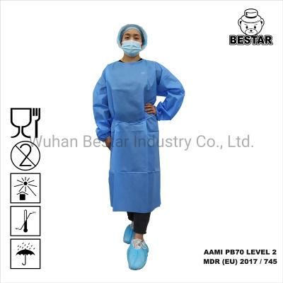 Good Price AAMI PB70 Level 2 Level 3 Nonwoven SMS Medical Isolation Gown with Mdr EU2017/745