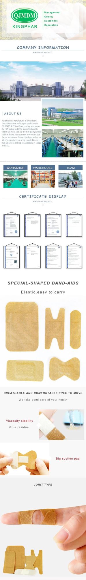 Non Woven or PE Material Medical Wound Plaster