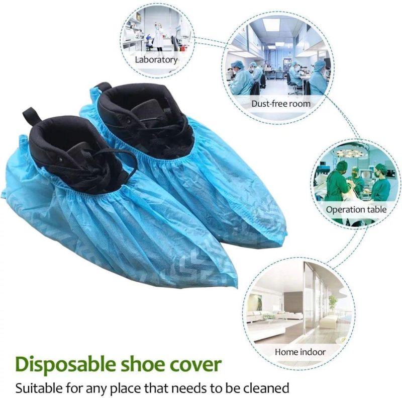 Cle Shoe Cover Medical Anti Skid Biodegradable PP Non Woven Disposable Boots Cover PE Shoe Cover