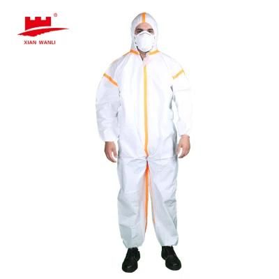 in Stock White Suit Antistatic Disposable Hospital Protective Coverall Suits with Hood for Safety Protection