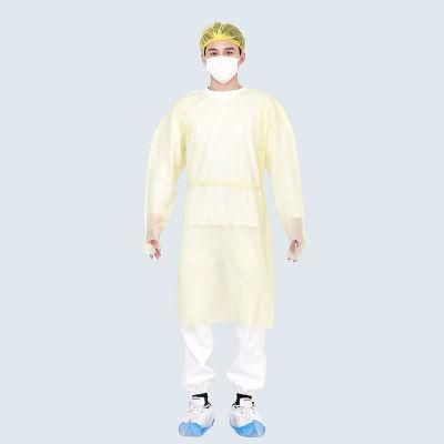 Isolation Gown 25g SMS Yellow Protective Clothing with CE