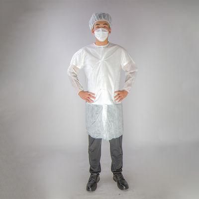 Comfortable Uniform Non Woven Disposable Medical Jacket Visitor Coat White SMS PP Lab Coat for Hospital