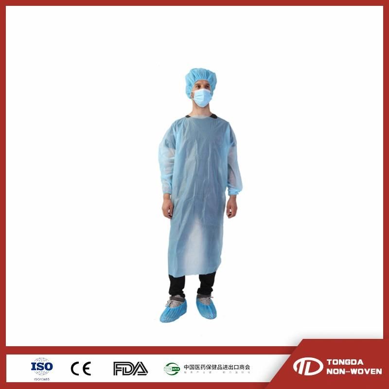 Disposable CPE Non Woven Lsolation Gown with Thumb Loop