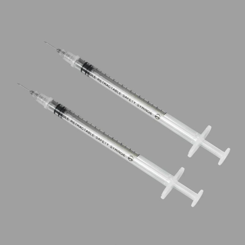 CE and ISO13485 and FDA Approved Disposable Manual Retractable Safety Syringe Luer Lock Needle Retractable Safety Syringe Source Supply