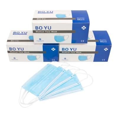 High Quality Surgical Non Woven 3 Ply Disposable Face Mask with Ear Loops Anti Virus Faceshield