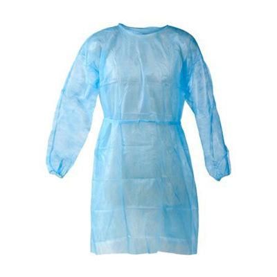 Disposable PP PE SMS Protective Isolation Gown Knitted/Elastic Cuff Safety Clothing for Lab and Hospital