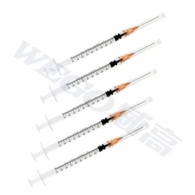 Wego Medical Sterile Hypodermic Three-Parts 1ml Luer Slip Luer Lock Disposable Vaccine Injector