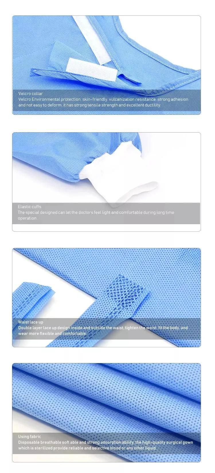 Topmed SMS Nonwoven Sterile Disposable Surgeon Gown for Operating Room with CE&ISO13485