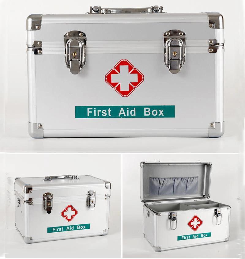 Portable Lockable Medicine Box with Removable Sticker Tray Shoulder Strap