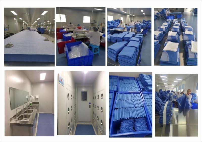 Nonwoven Medical Surgical Sterile Hospital Disposable Clothing V-Shape Collar Patient Gown Split Type