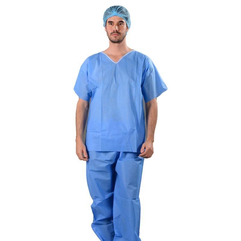 Disposable Nonwoven Hospital Patient Pajamas Suits, Scrub Suits