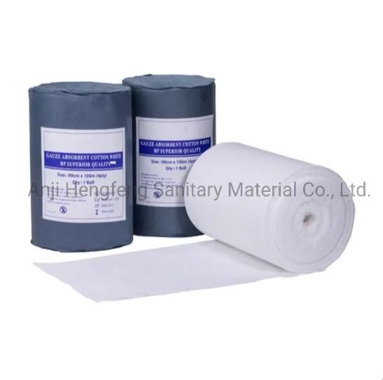 Mdr CE 100% Cotton Fabric Absorbent Hospital Use Gauze Roll