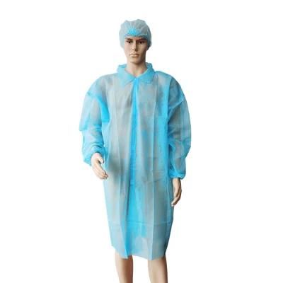 Wholesale Unisex Blue Disposable Non Woven PP Lab Coat with Long Sleeves