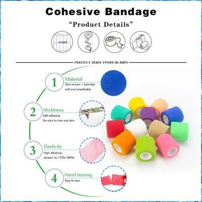 TUV Rheinland CE FDA Certified Latex Free Sport Cohesive Bandage for Wal-Mart Supermarket