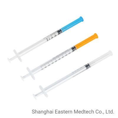 Low Dead Space 1ml Sterile Disposable Vaccine Syringe with Fixed Needle 25g 23G