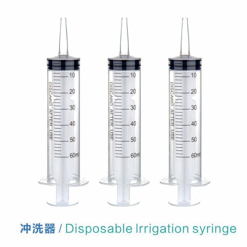 CE ISO13485 Certified Disposable Plastic Irrigation Syringe with Catheter Tip