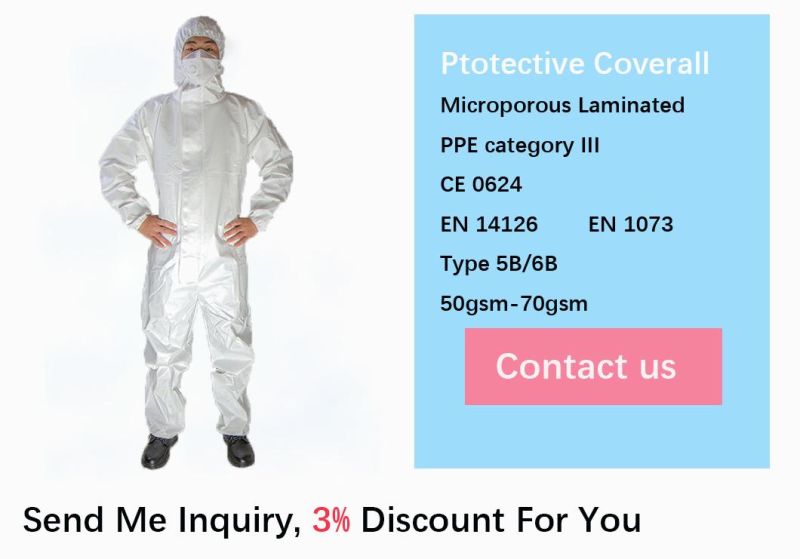 Disposable White SMS Non Woven Waterproof Type 5b/6b Medical Sterile Protective Coverall