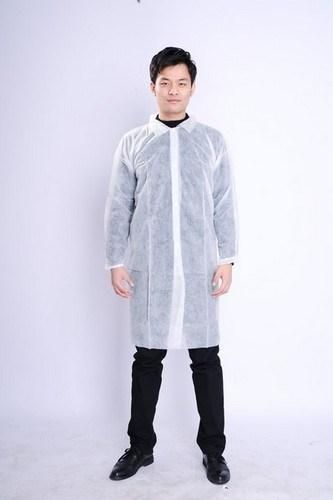 Personal Protective Clothing Disposable PP Non Woven Visit Gown, Lab Coat