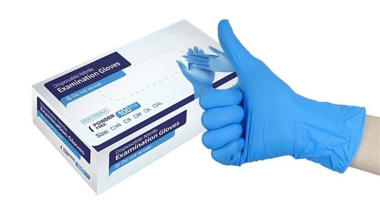 Disposable Medical Powder Free Household Examination Blue Nitrile Gloves