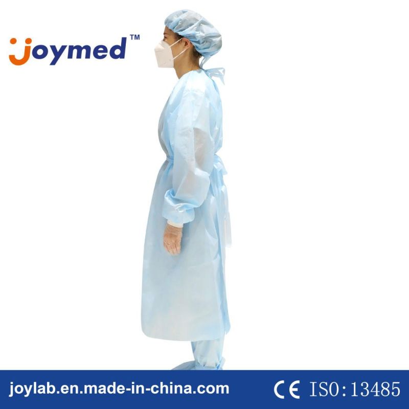 Factory Non Woven SMS Disposable PE Isolation Medical Gown