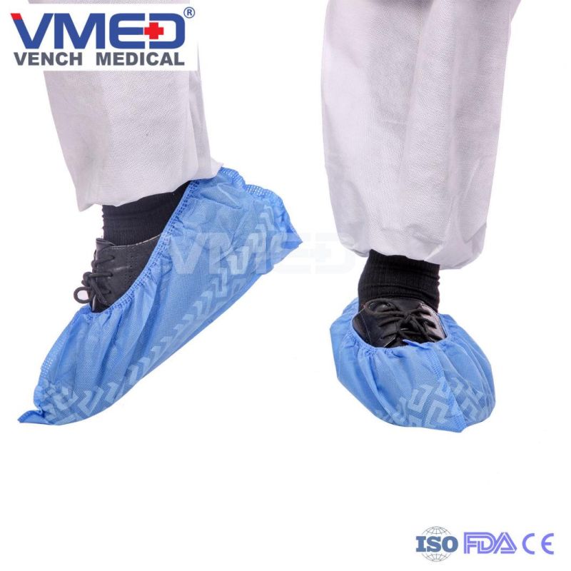 Blue Color Waterproof Non-Woven Disposable Medical Shoe Cover