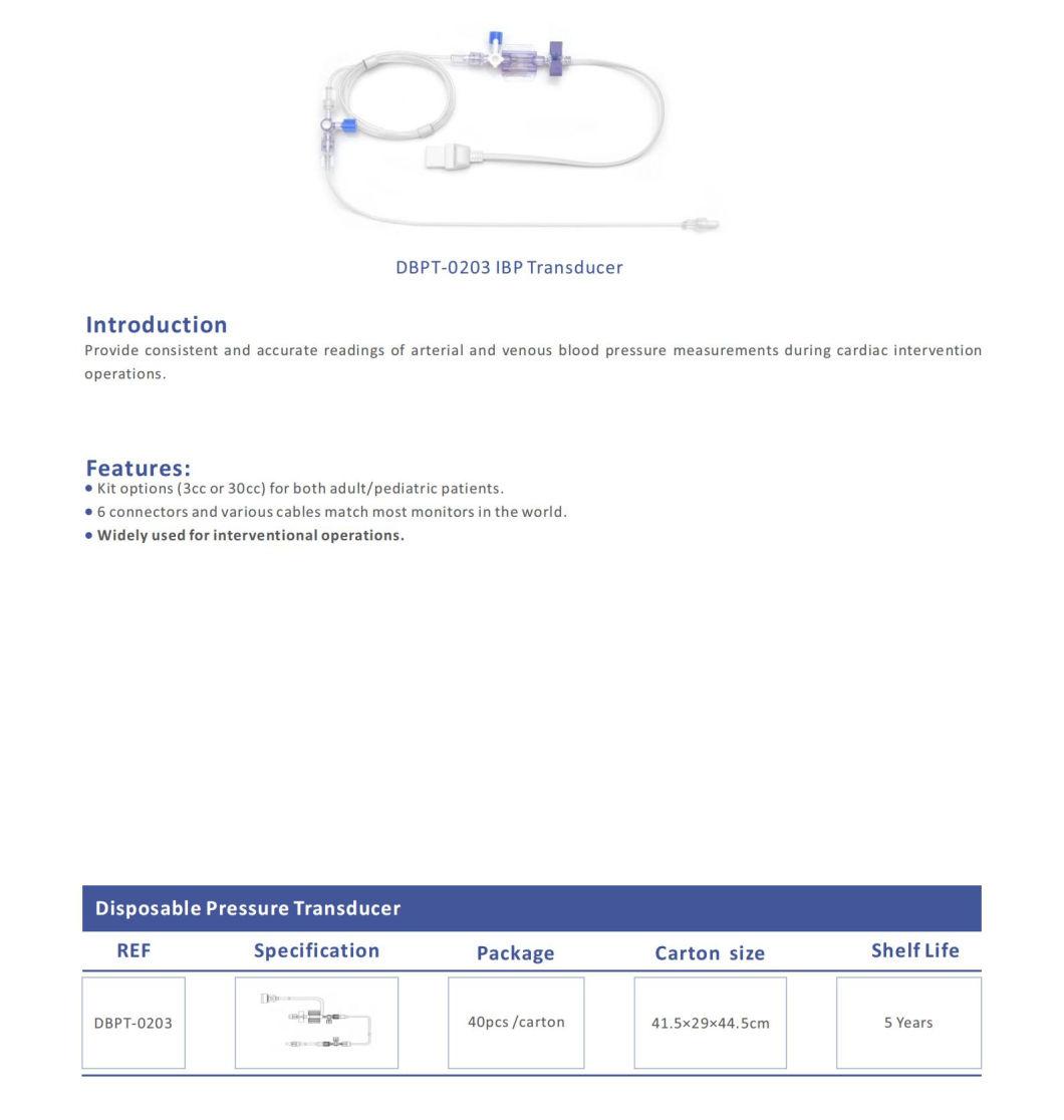 China Medical Supplies Critical Care IBP Pediatric Medical Disposable Blood Pressure Disposable Medical Transducers