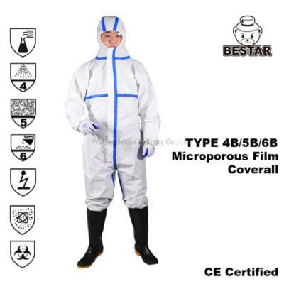 Nonwoven Anti-Blood Type 4b/5b/6b Microporous Film Coverall for Medical