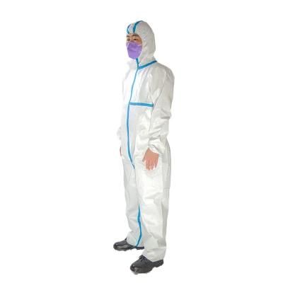 Full Body Medical Protective PPE Coverall Disposable Non-Sterilized White Safety Coverall