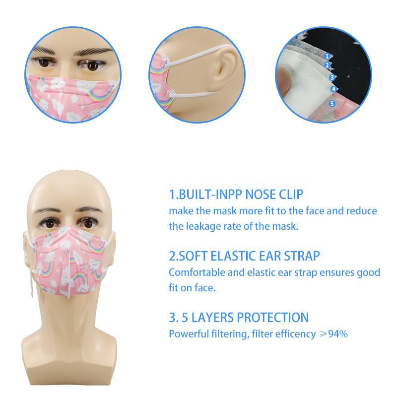 Andum 8 Colors Cute Carton Small Size Respirator Disposable Children Kids Face Mask