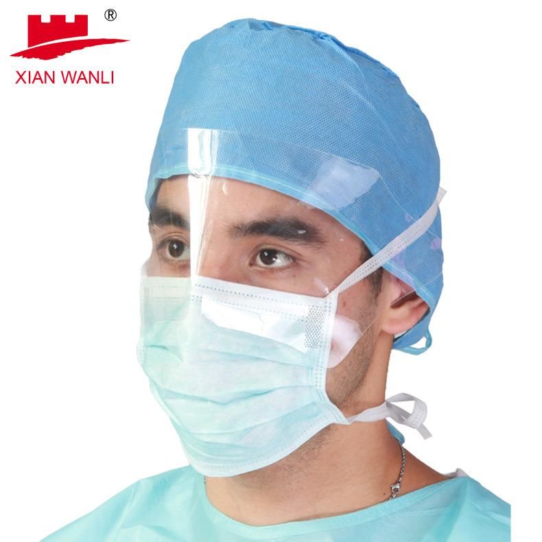 2022 Hot Selling Non Woven Face Mask with Anti Fog Shield Tie on Adult Size