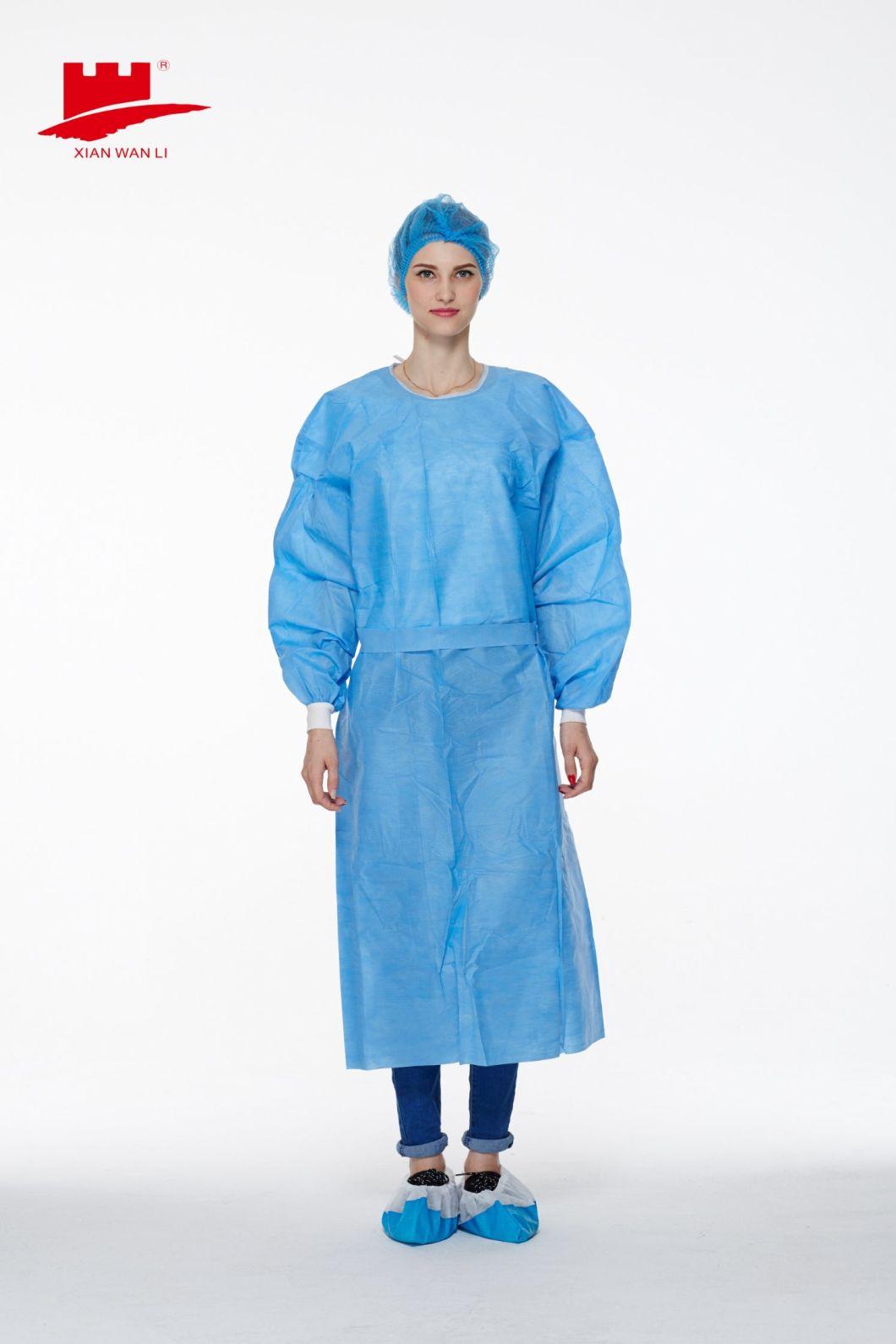 Disposable Medical Surgical Reinforced SMS/PP PE/CPE/PP Srub Suit/ Coveralls AAMI Level 2/3/4 Protective Clothing Lab Coat Isolation Gown for Hospital/Clinics