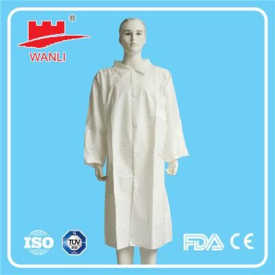 Non Woven Lab Coat for Doctor Uniform Knit Cuffs and Collar