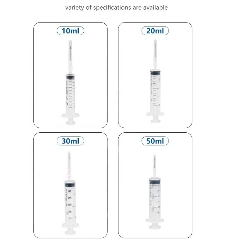 Custom Made CE ISO OEM Plastic 1ml 2ml 3ml 5ml 10ml 20ml 50ml 60ml Syringes 1ml