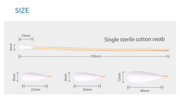 New Product 100%Pure Cotton Sterilized Medical Wooden Bamboo Swabs