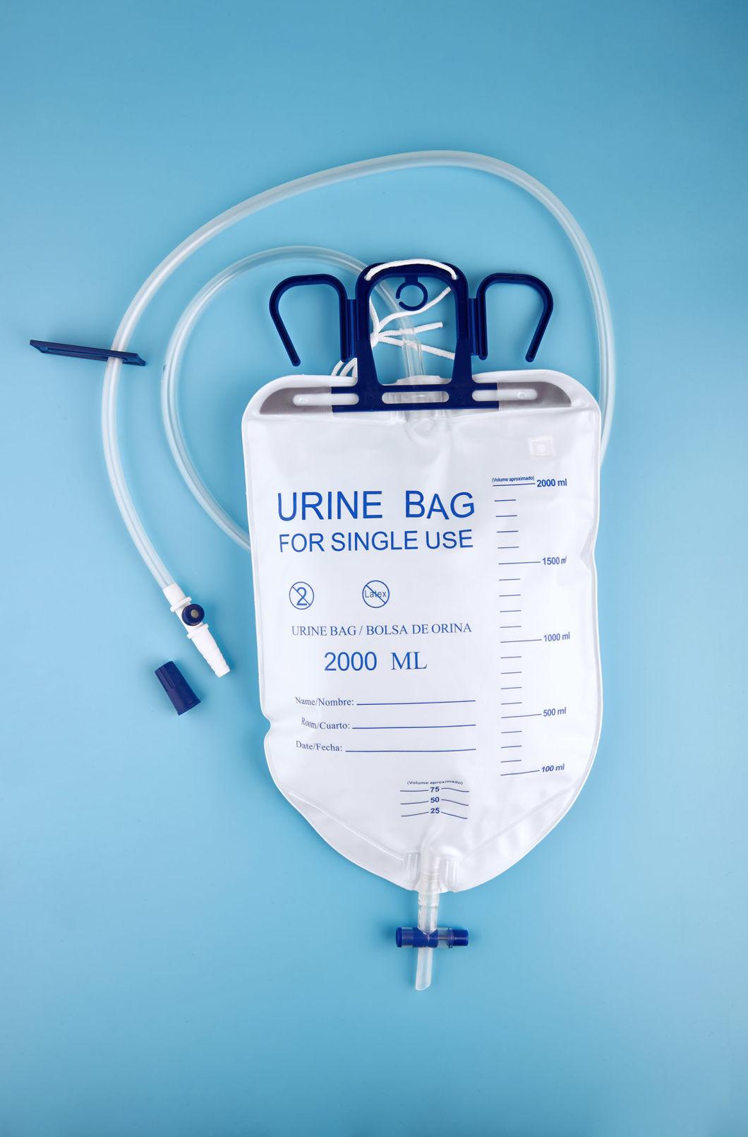 Medical Disposable Drainage Urine Bag 2000ml T-Tap Non-Return Valve Frosted Tube