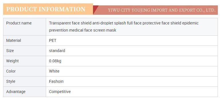 Cheap Newest Reusable Plastic Lightweight Anti-Fog Face Shield