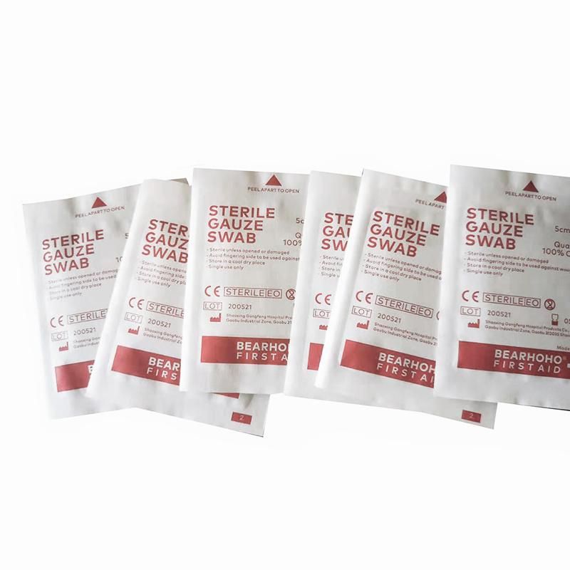 CE Certified High Quality Sterile Gauze Swab 8 Ply 100% Cotton Accessories for First Aid Bags