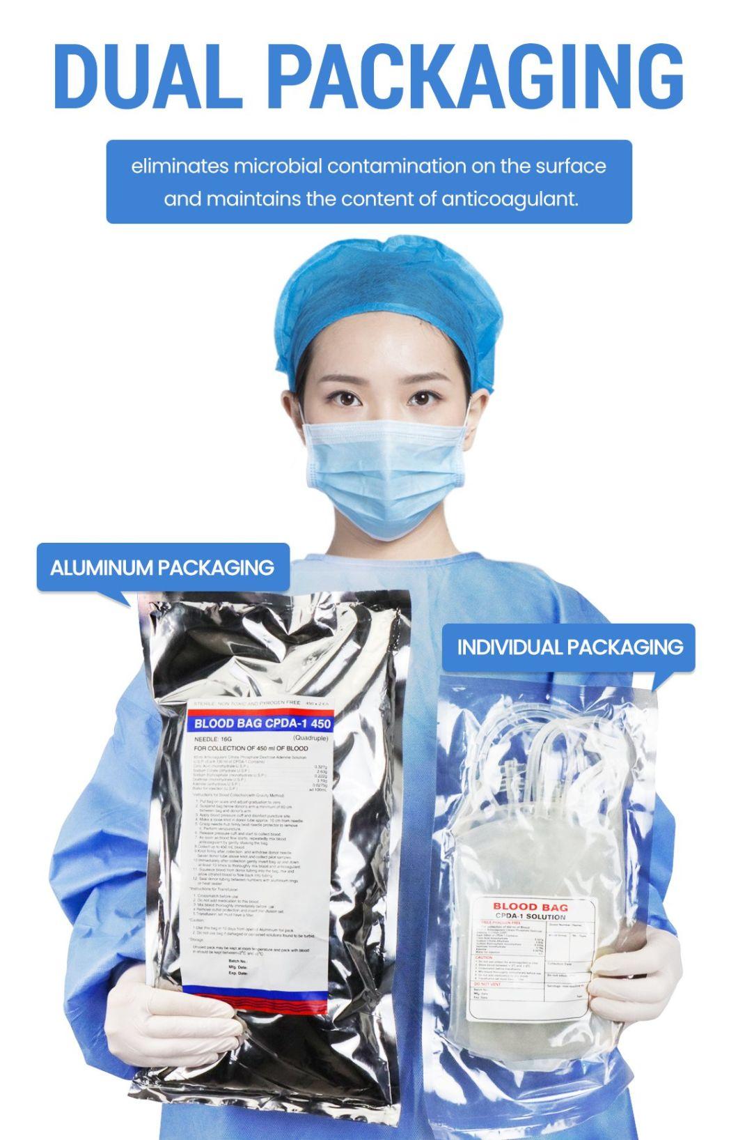 Medical Disposable PVC Sterile Blood Bag for Human with ISO CE